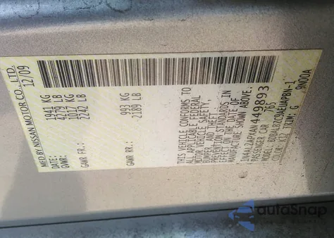 2010 Nissan Altima 2.5 S z USA, uszkodzony, nr VIN 1N4AL2APXAN449893